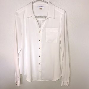 Calvin Klein Long Sleeve White Blouse